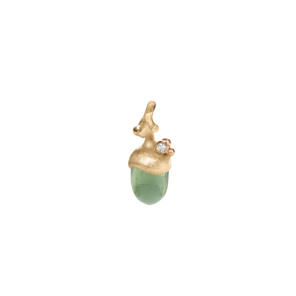 Anheng, Forest Eikenøtt liten Grønn Serpentin og Diamant 0,01 ct TW.VS.