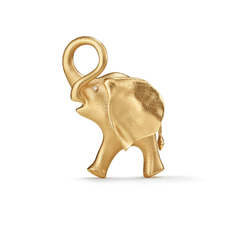 Brosje, Elephant 0,01 ct TW.VS.
