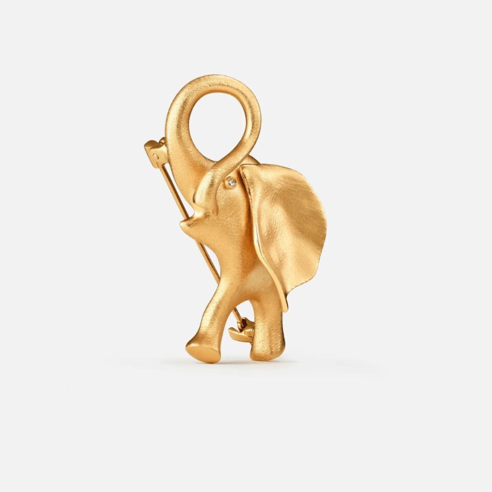 Brosje, Elephant 0,01 ct TW.VS.