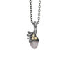 Anheng, Lotus Spire mini gult gull og oksidert sølv med Grå Månesten og Diamant 0,01 ct TW.VS.