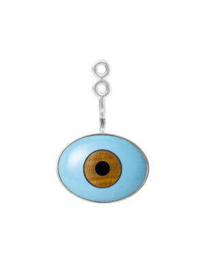Øredobber vedheng, Lotus Evil Eye Lille med Turkis, Tigerøye og Onyx sølv