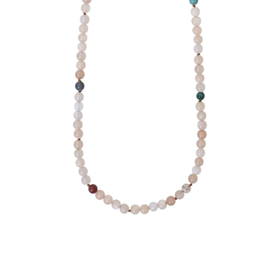 Halskjede, Bead Collier med miks av fargestener 80 cm