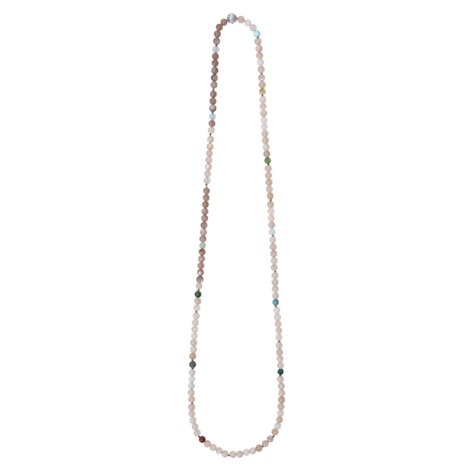 Halskjede, Bead Collier med miks av fargestener 80 cm