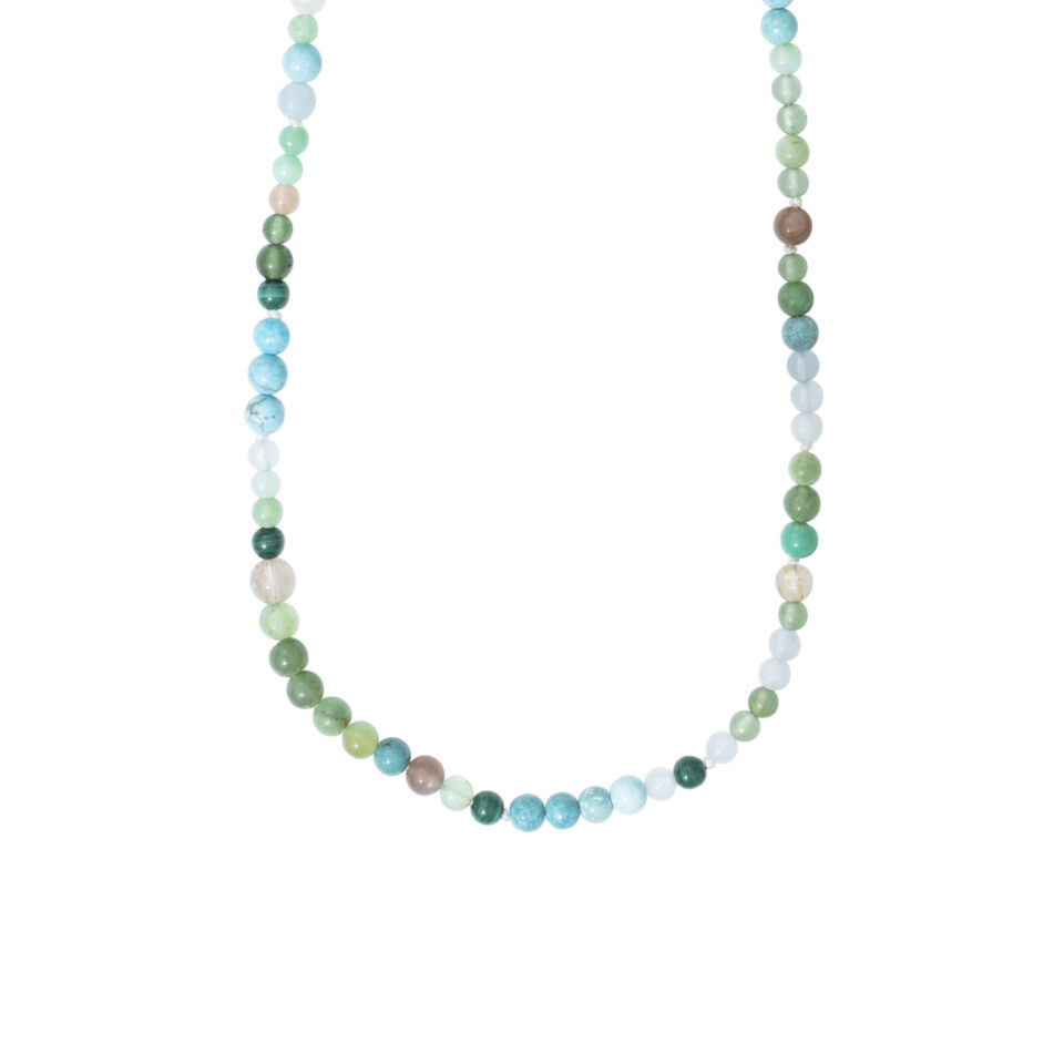 Halskjede, Bead Collier med miks av fargestener 80 cm