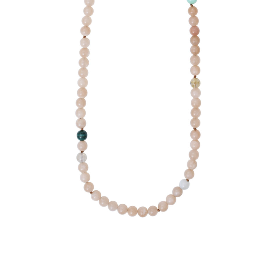 Halskjede, Bead Collier med miks fargestener 90-92 cm