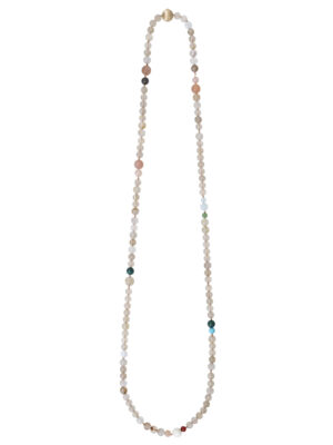 Halskjede, Bead Collier med miks av fargestener 90 cm