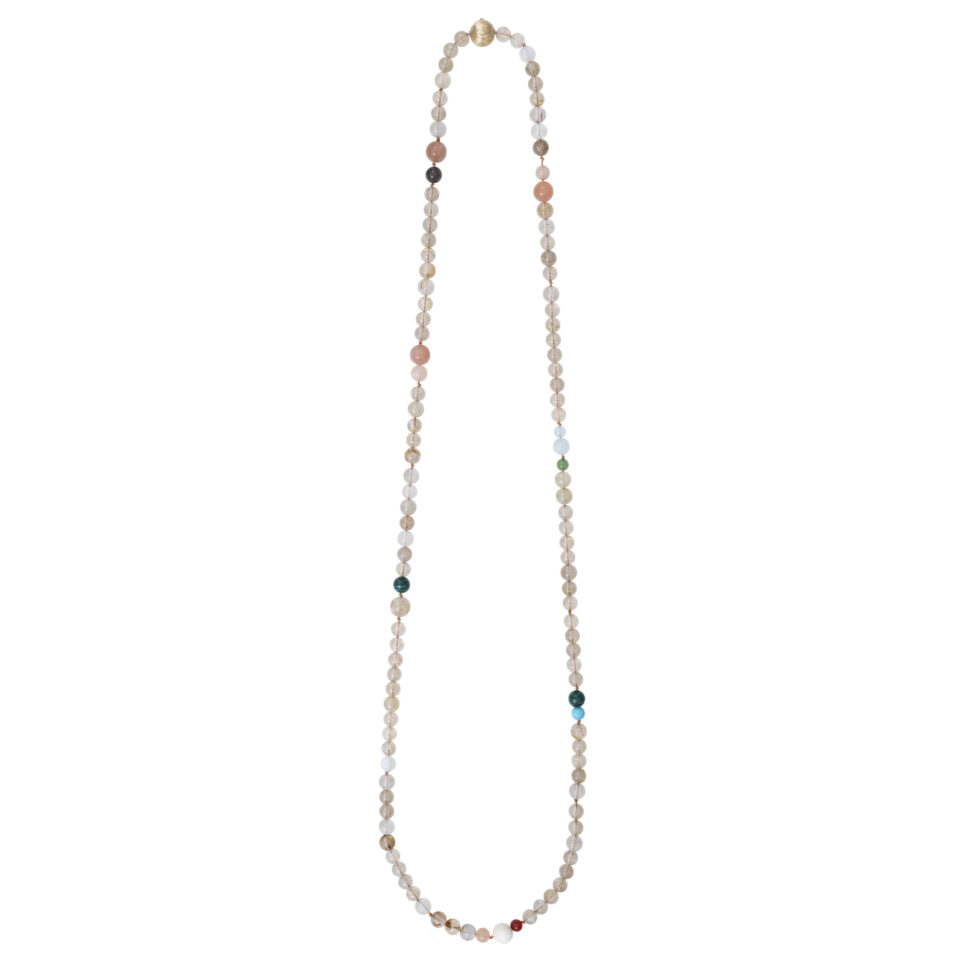 Halskjede, Bead Collier med miks av fargestener 90 cm