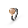 Ring, Lotus 1 Blush Månesten oksidert sølv, gult gull og roségull