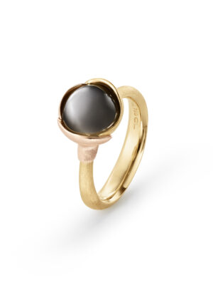 Ring, Lotus 1 Grå Månesten gult gull og roségull
