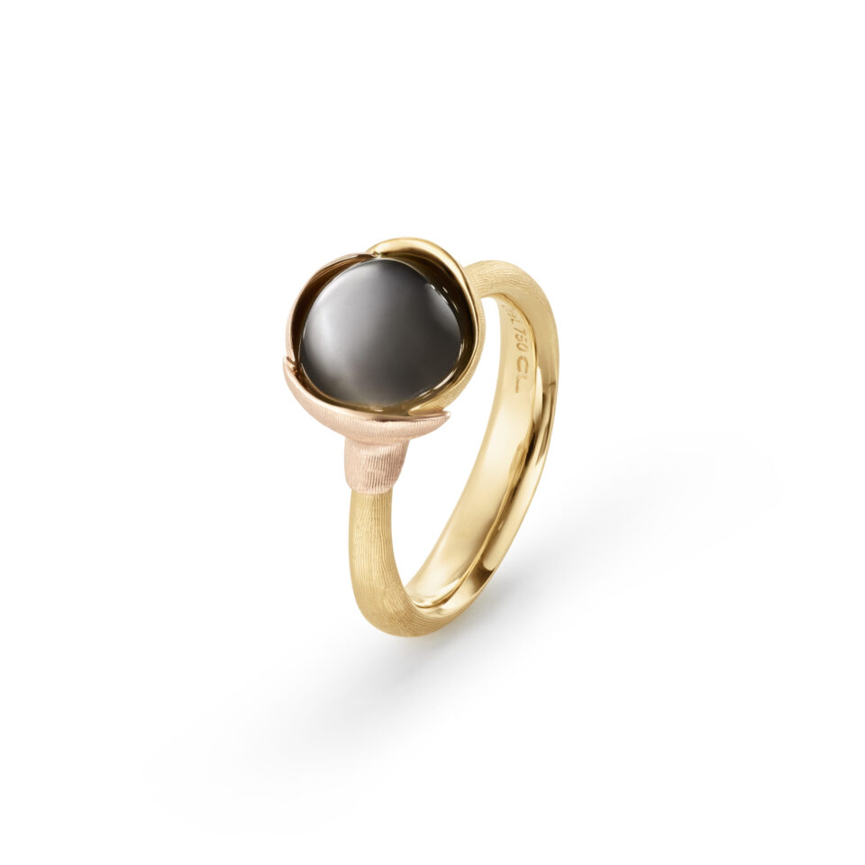Ring, Lotus 1 Grå Månesten gult gull og roségull