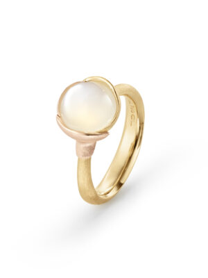 Ring, Lotus 1 Hvit Månesten gult gull og roségull
