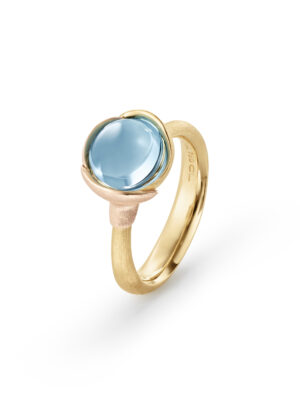 Ring, Lotus 1 Sky Blue Topas gult gull og roségull
