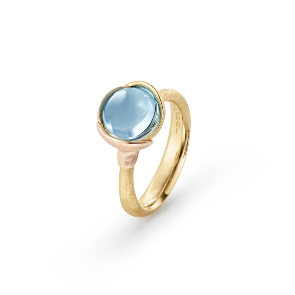 Ring, Lotus 1 Sky Blue Topas gult gull og roségull
