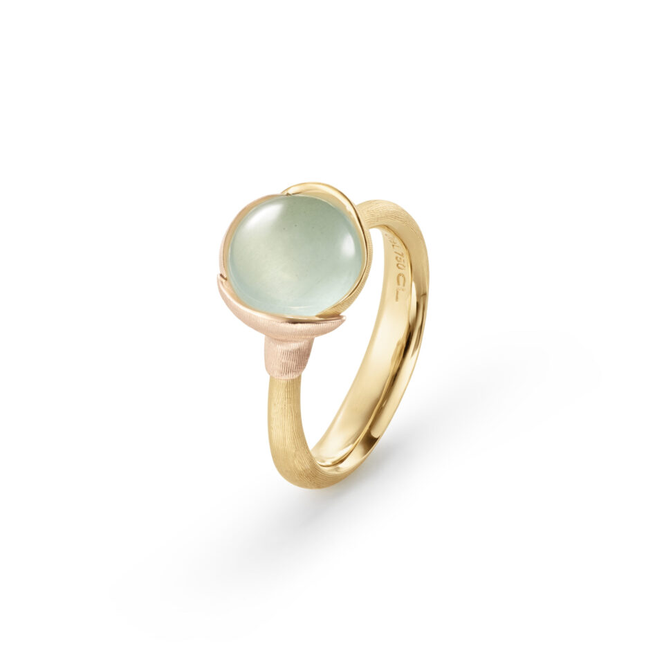 Ring, Lotus 1 Akvamarin gult gull og roségull