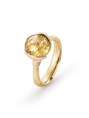 Ring, Lotus 1 Rutilkvarts gult gull og roségull