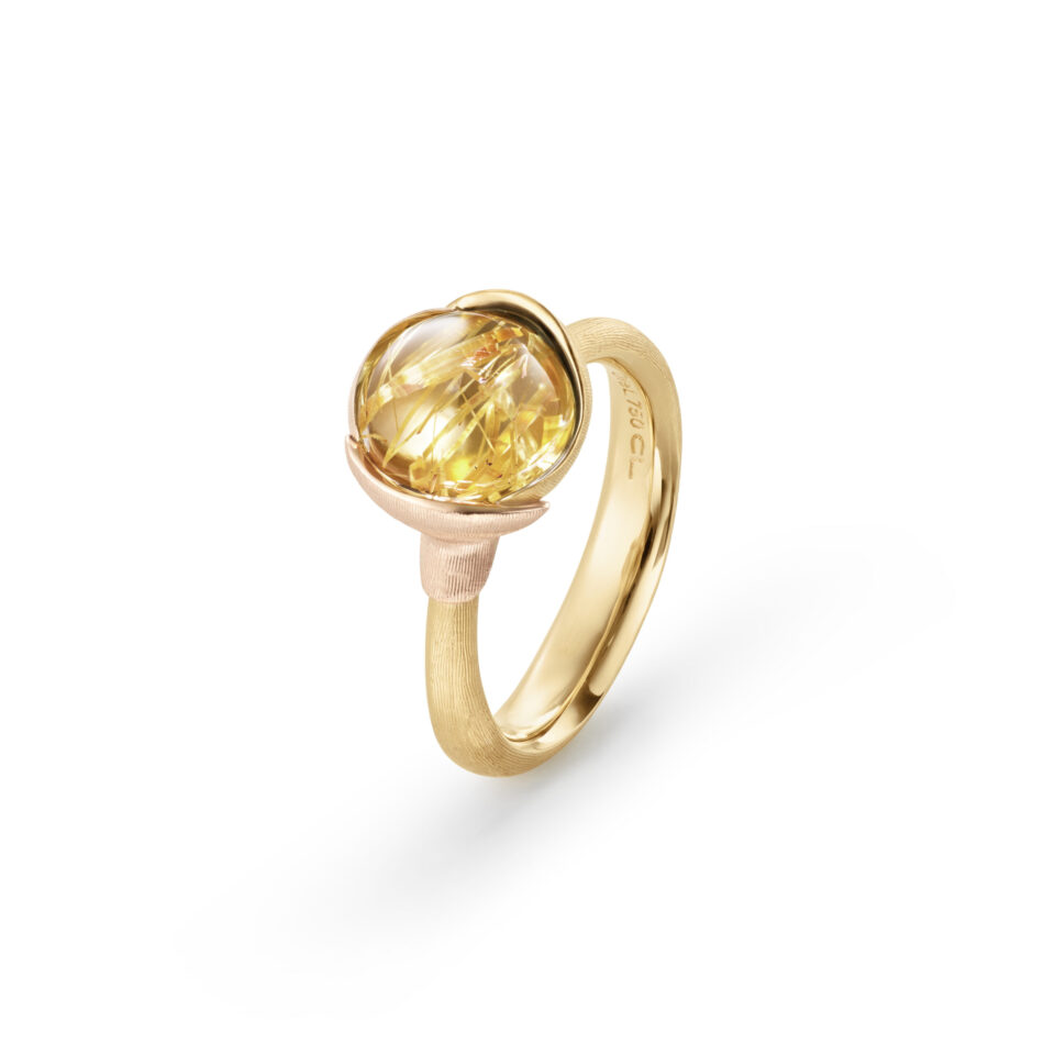 Ring, Lotus 1 Rutilkvarts gult gull og roségull