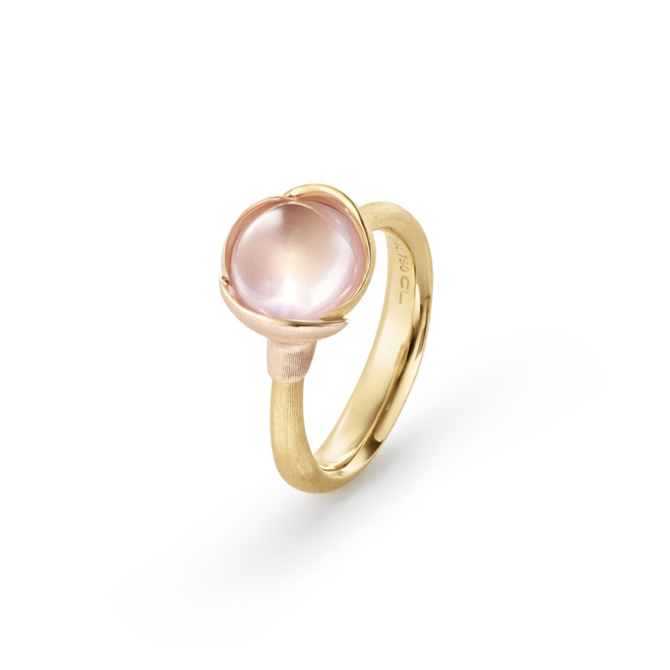 Ring, Lotus 1 Rosenkvarts gult gull og roségull