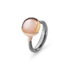 Ring, Lotus 2 Blush Månesten oksidert sølv, gult gull og roségull