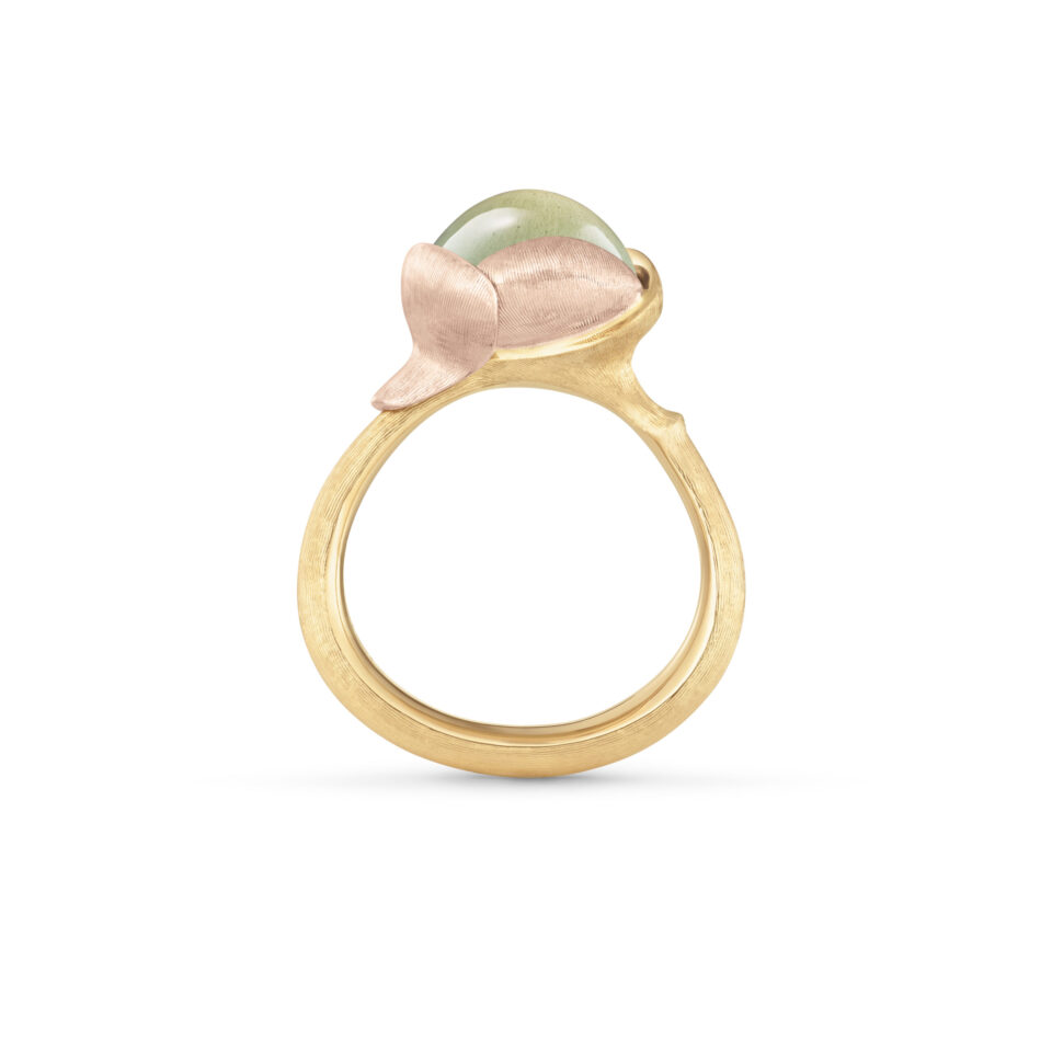 Ring, Lotus 2 Akvamarin gult gull og roségull