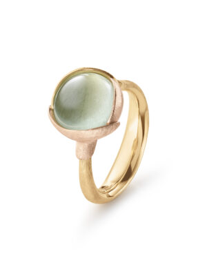 Ring, Lotus 2 Akvamarin gult gull og roségull