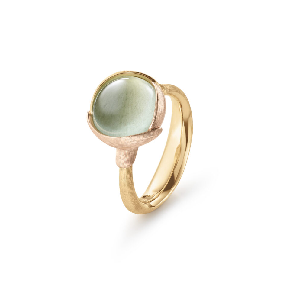 Ring, Lotus 2 Akvamarin gult gull og roségull
