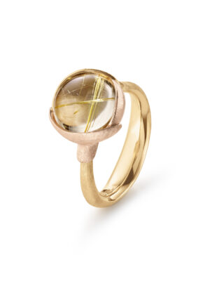Ring, Lotus 2 Rutilkvarts gult gull og roségull