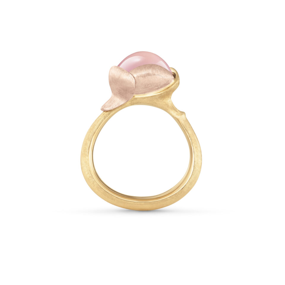 Ring, Lotus 2 Rosenkvarts gult gull og roségull