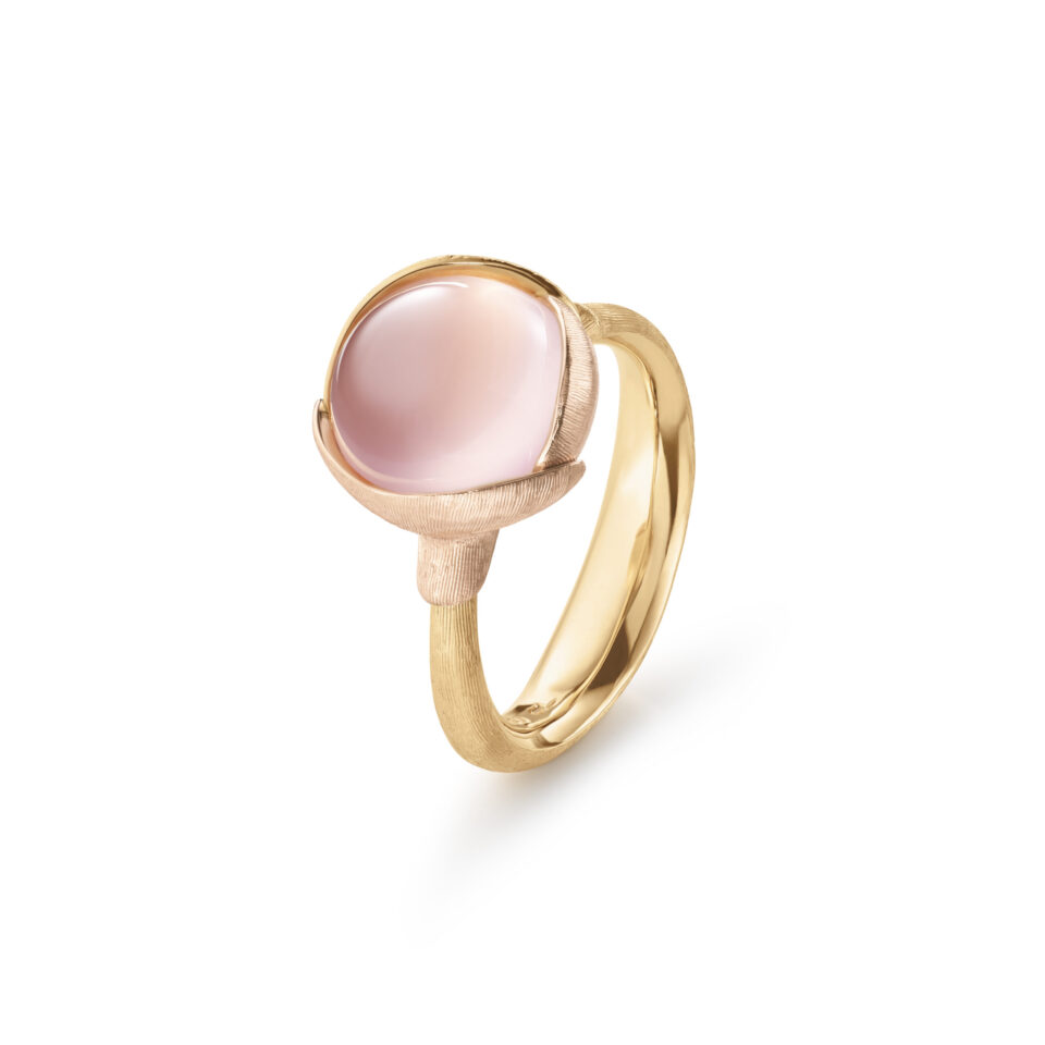 Ring, Lotus 2 Rosenkvarts gult gull og roségull