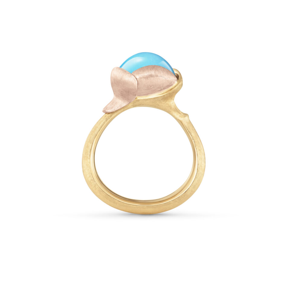 Ring, Lotus 2 Turkis gult gull og roségull