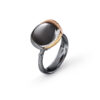 Ring, Lotus 3 Grå Månesten oksidert sølv, gult gull og roségull 0,05 ct TW.VS.