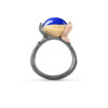 Ring, Lotus 3 Lapis Lazuli oksidert sølv, gult gull og roségull 0,05 ct TW.VS.