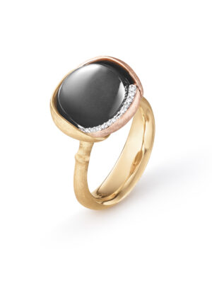 Ring, Lotus 3 Grå Månesten gult gull og roségull 0,05 ct TW.VS.