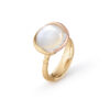 Ring, Lotus 3 Hvit Månesten gult gull og roségull 0,05 ct TW.VS.