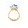 Ring, Lotus 3 Sky Blue Topas gult gull og roségull 0,05 ct TW.VS.