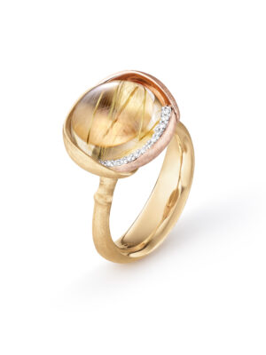 Ring, Lotus 3 Rutilkvarts gult gull og roségull 0,05 ct TW.VS.