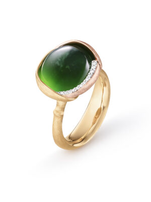 Ring, Lotus 3 Serpentin gult gull og roségull 0,05 ct TW.VS.
