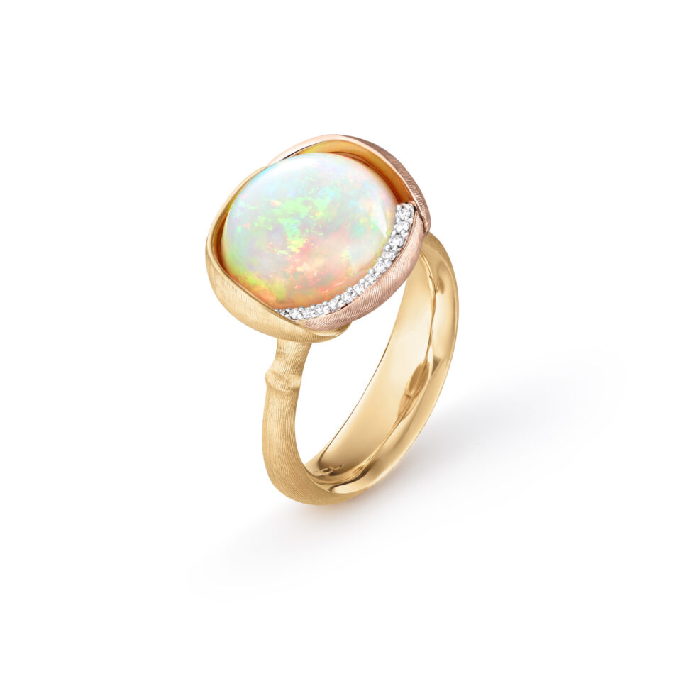 Ring, Lotus 3 Opal gult gull og roségull 0,05 ct TW.VS.