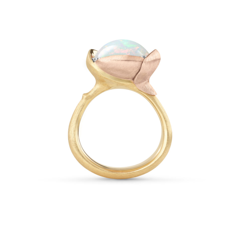Ring, Lotus 3 Opal gult gull og roségull 0,05 ct TW.VS.