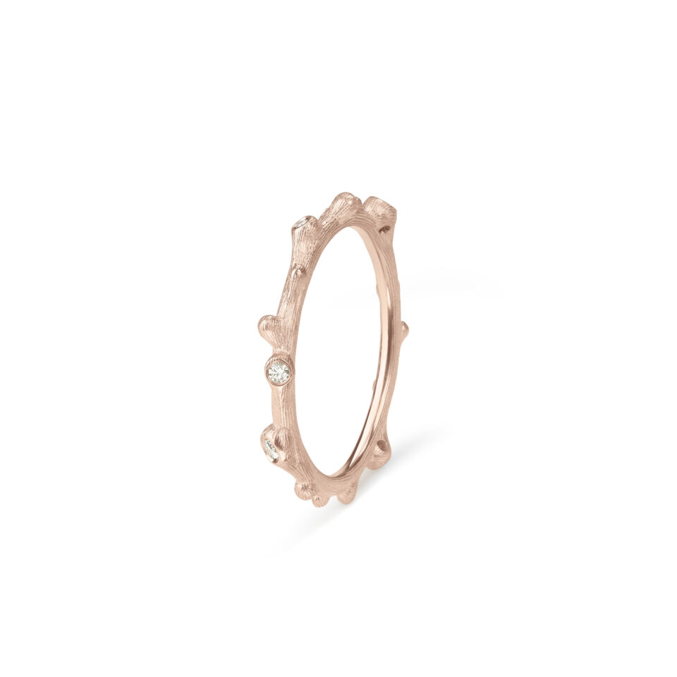 Ring, Nature roségull 0,04 ct TW.VS.