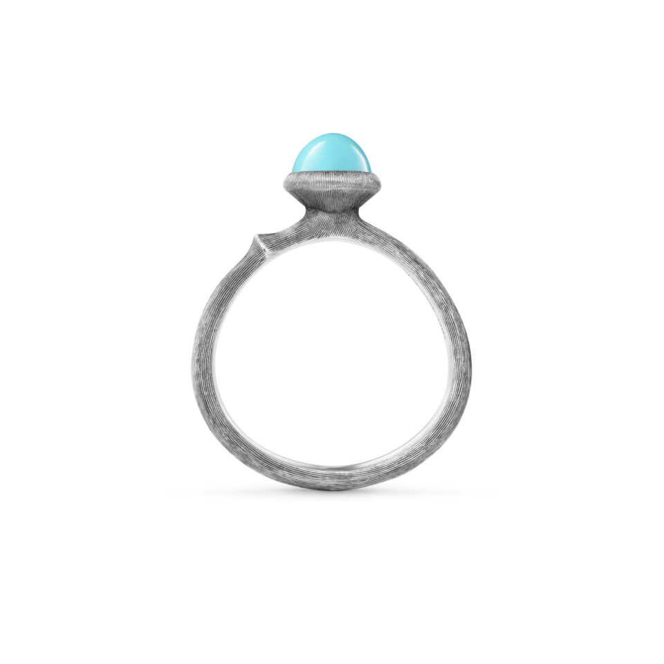 Ring, Lotus Tiny 0 Turkis oksidert sølv