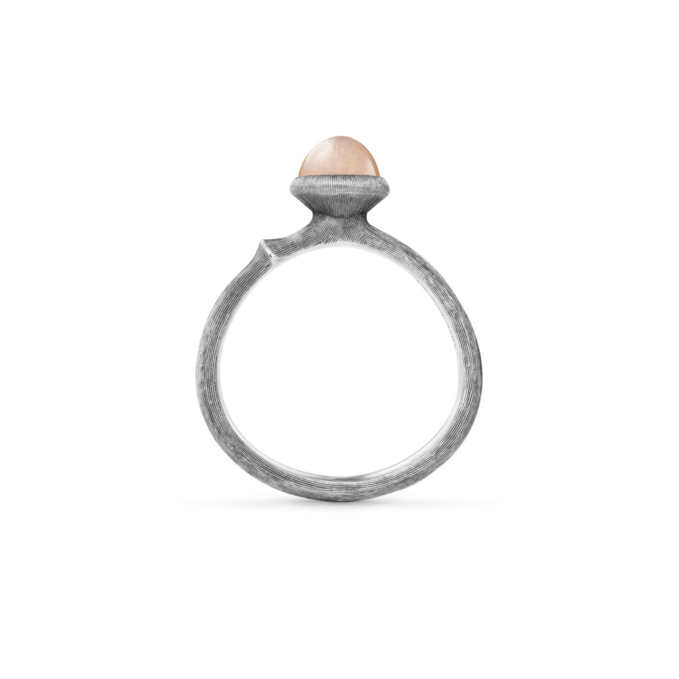 Ring, Lotus Tiny 0 Blush Månesten oksidert sølv