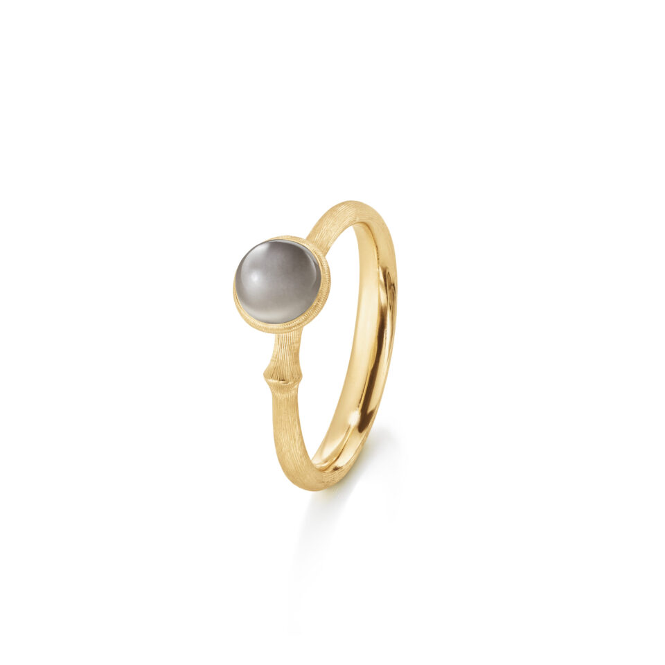 Ring, Lotus Tiny 0 Grå Månesten gult gull