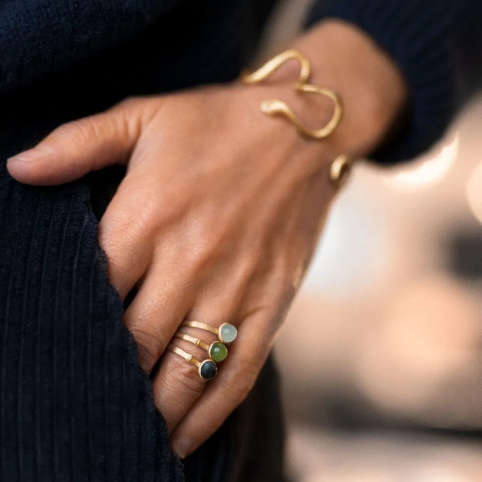 Ring, Lotus Tiny 0 London Blå Topas gult gull