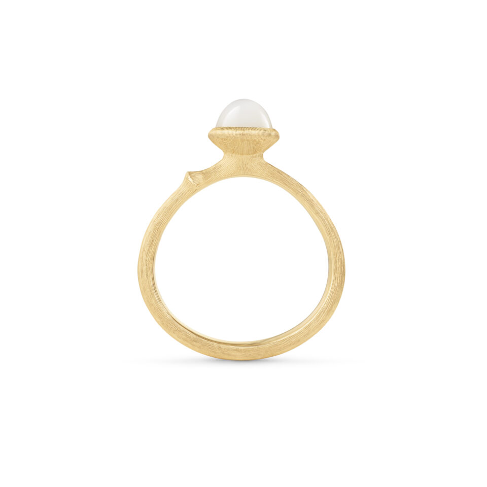 Ring, Lotus Tiny 0 Hvit Månesten gult gull