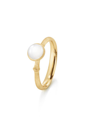 Ring, Lotus Tiny 0 Hvit Månesten gult gull