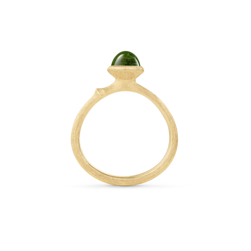 Ring, Lotus Tiny 0 Grønn Turmalin gult gull