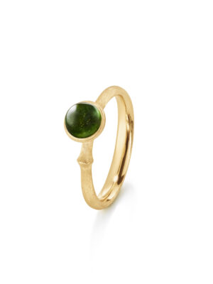 Ring, Lotus Tiny 0 Grønn Turmalin gult gull