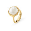 Ring, Lotus Stor Hvit Sydhavsperle gult gull