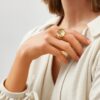Ring, BoHo Stor Rutilkvarts gult gull 0,06 ct. TW.VS.