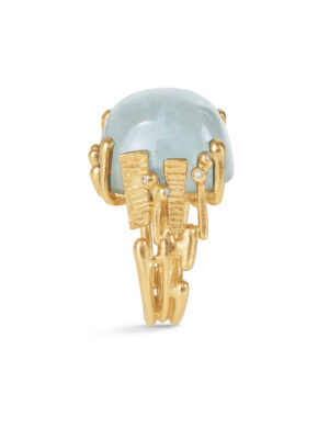 Ring, BoHo Stor Blågrønn Akvamarin gult gull 0,06 ct. TW.VS.
